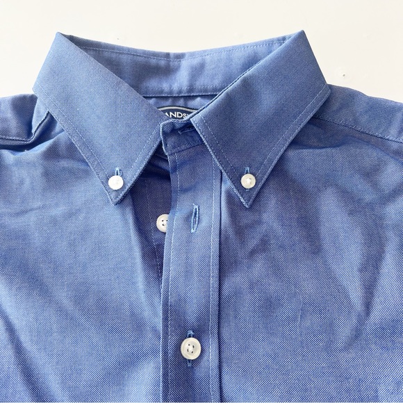 Lands End Boys Bundle Of Oxford Shirt in Blue And Peach  Yellow NWOT - Picture 3 of 16